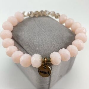 Erimish Light Pink Frosted Clear Multifaceted Stretch Bracelet